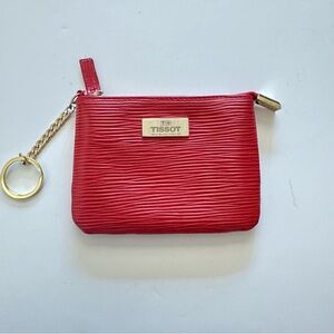 Tissot Red Leather Women's Coin Purse Wallet